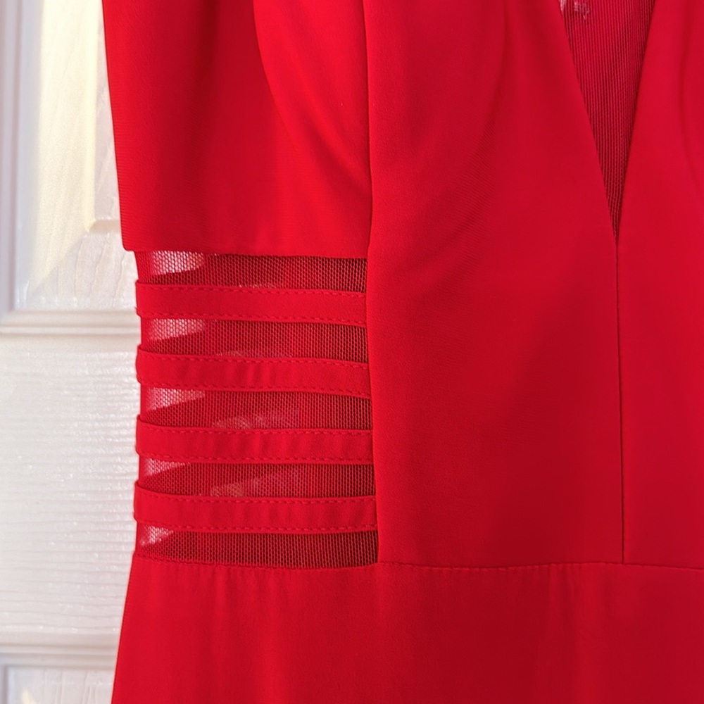 Red Gown with Mesh Cut outs - Picture 5 of 14